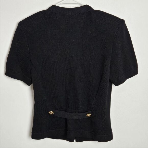 St. John Black Knit Cardigan with Gold Accents - Picture 2 of 11